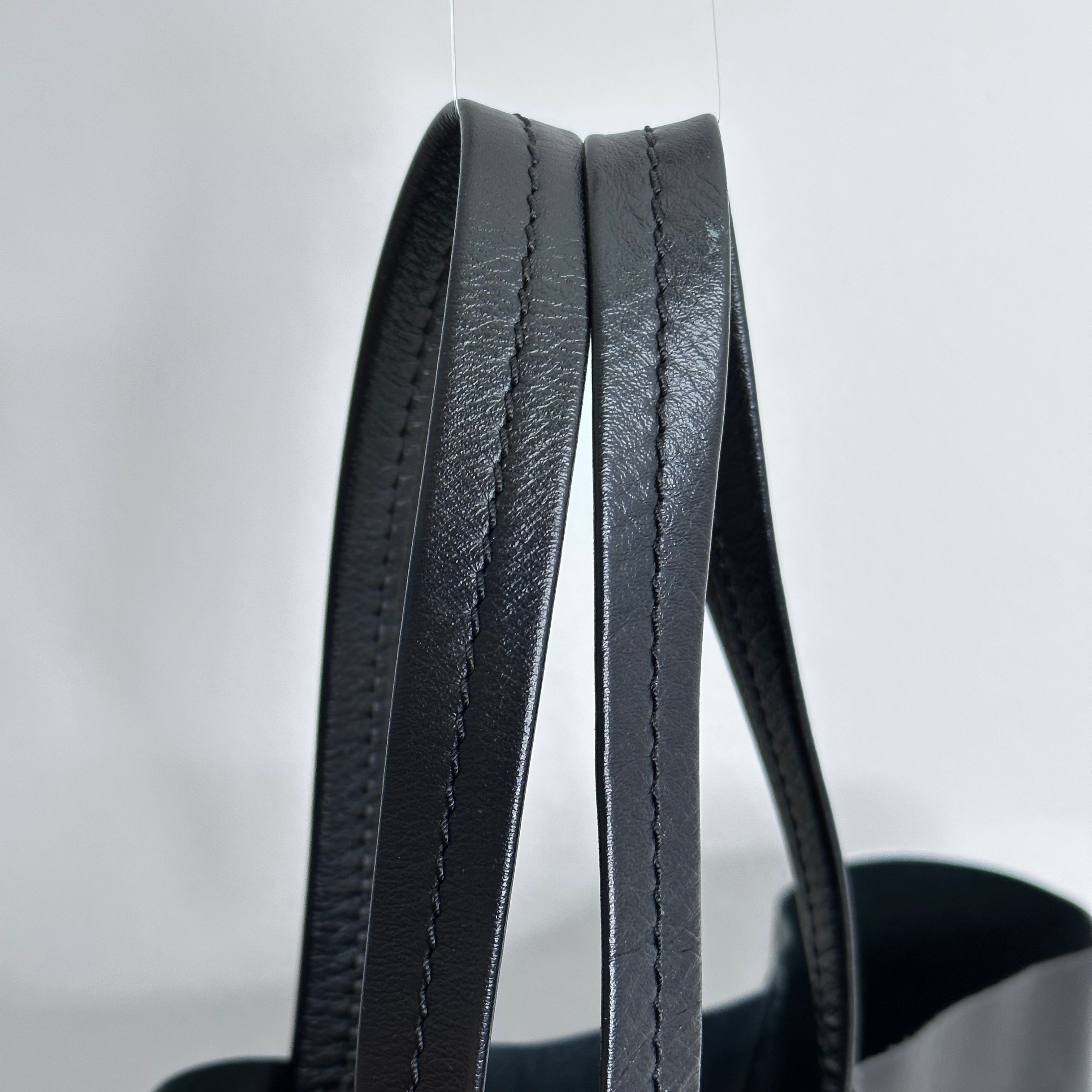 Black Leather Horizontal Cabas Tote