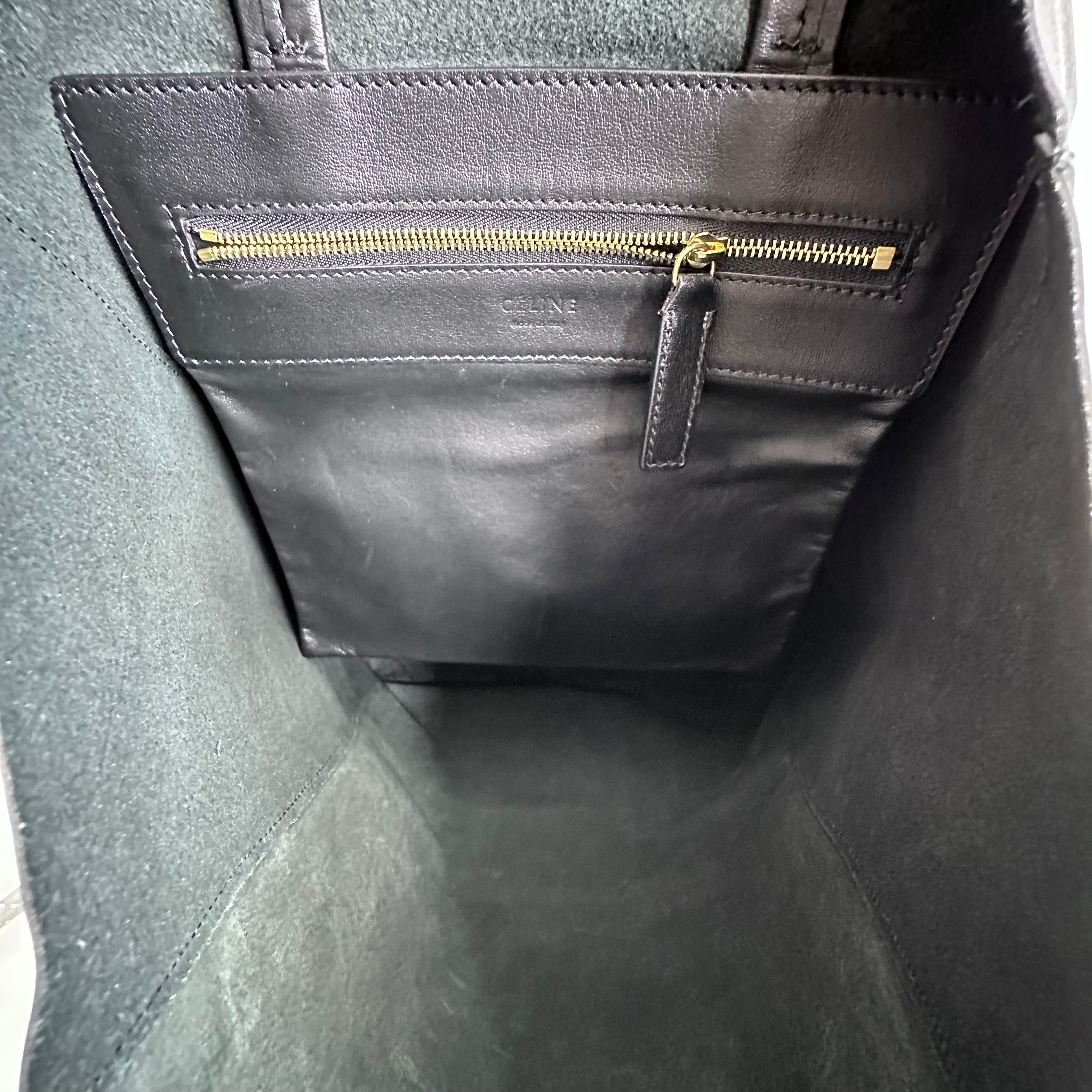 Black Leather Horizontal Cabas Tote