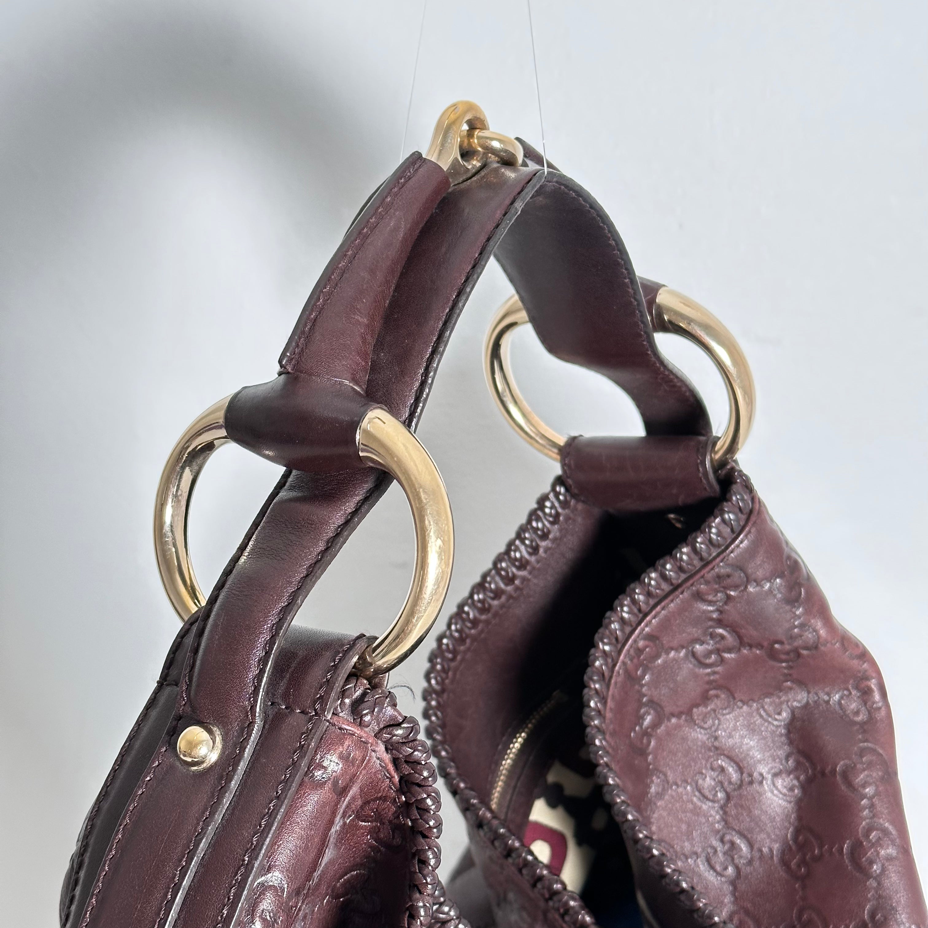 Brown GG Leather Hobo Bag