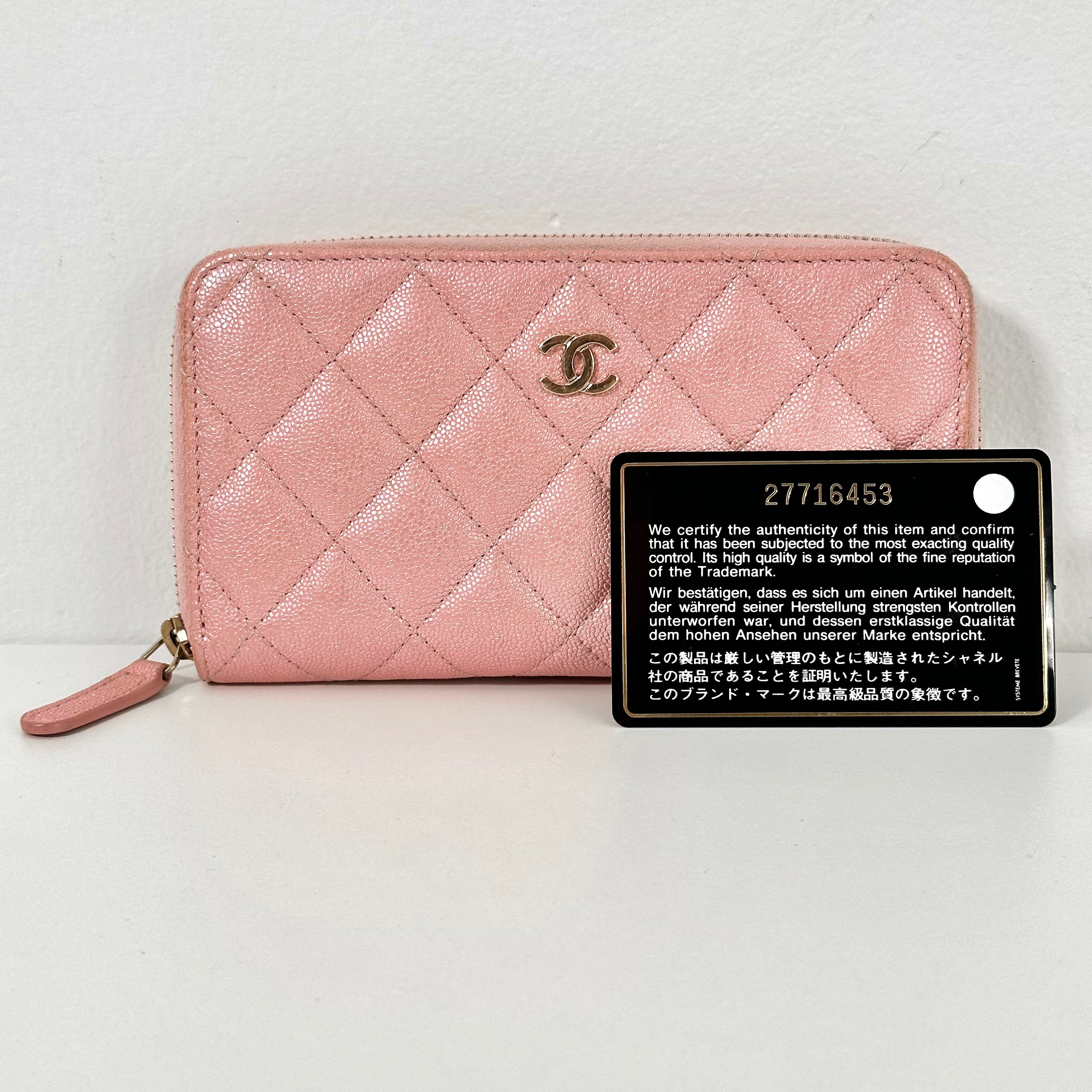 Iridescent Caviar Medium Zip Around Wallet