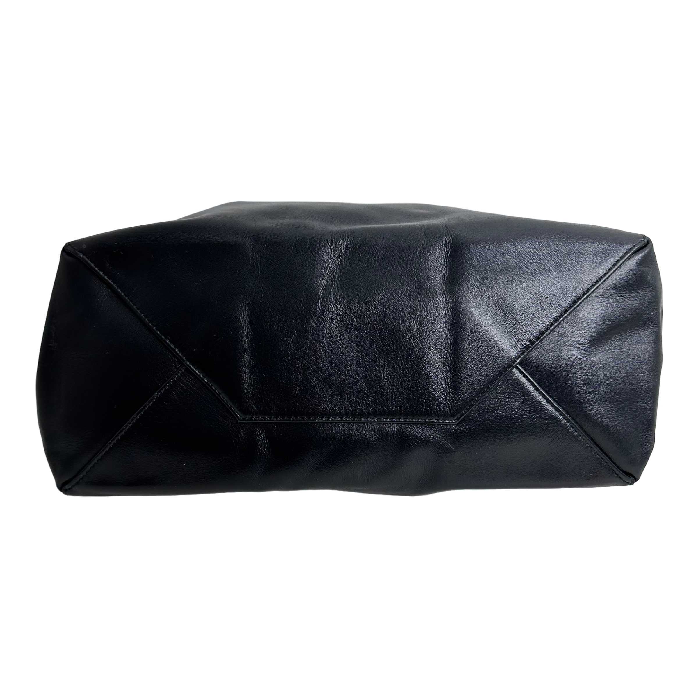 Black Leather Horizontal Cabas Tote