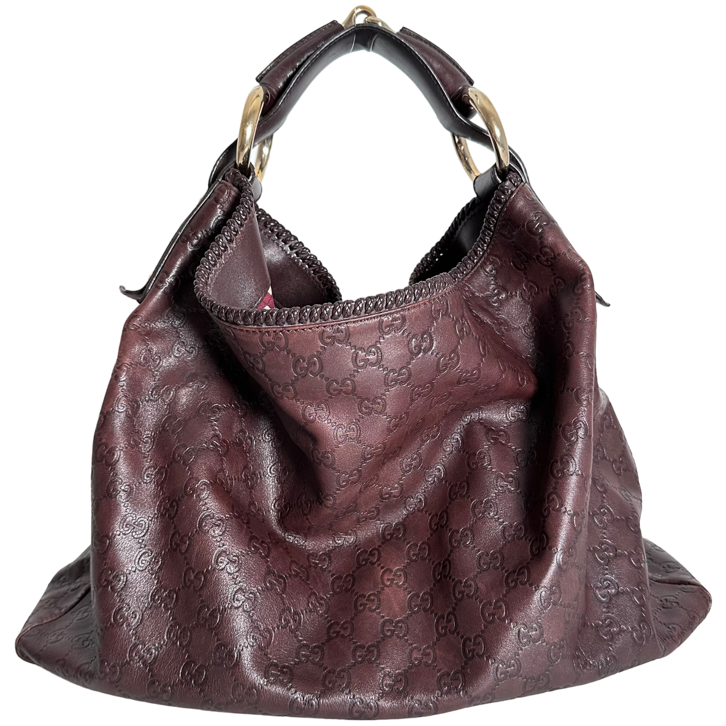 Brown GG Leather Hobo Bag