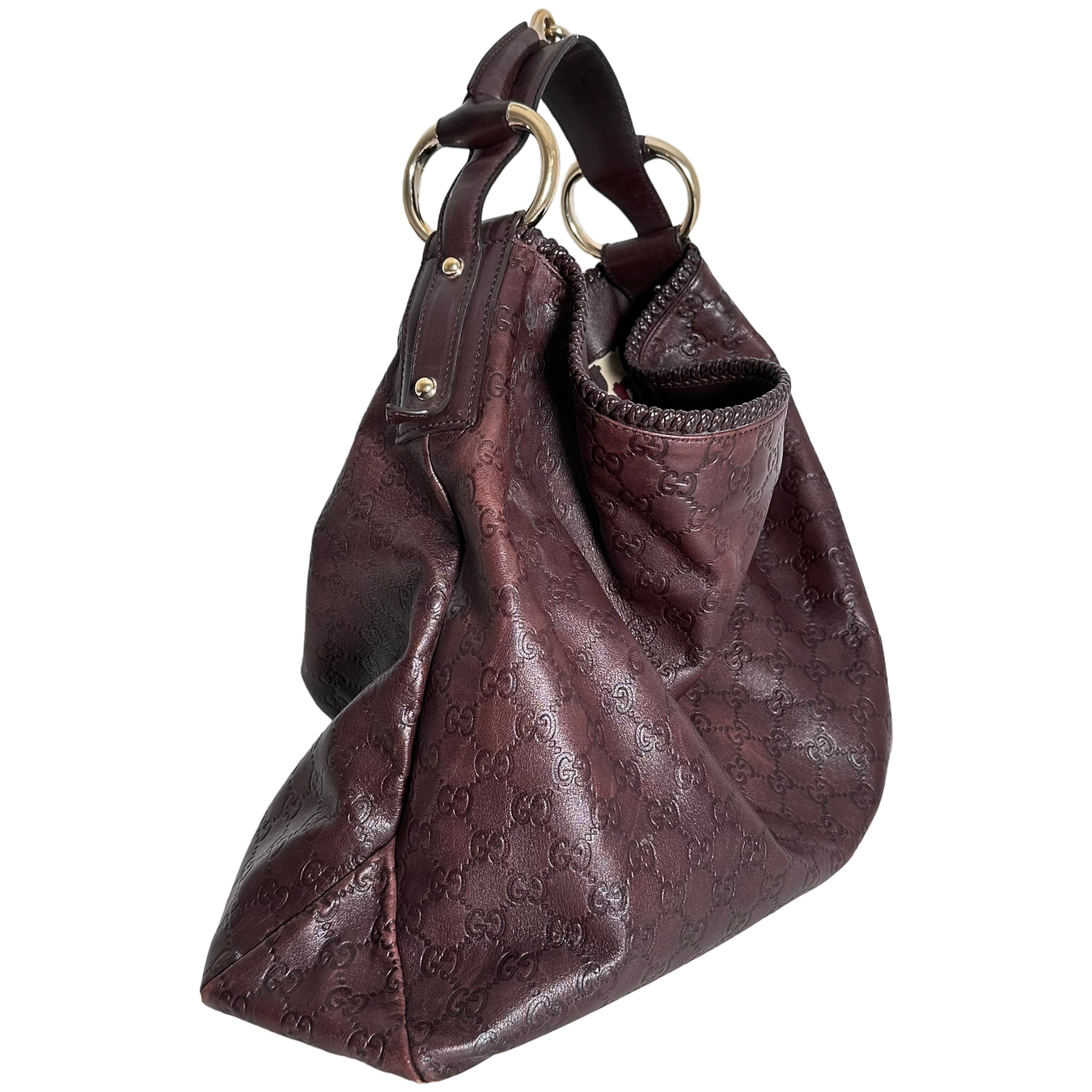 Brown GG Leather Hobo Bag