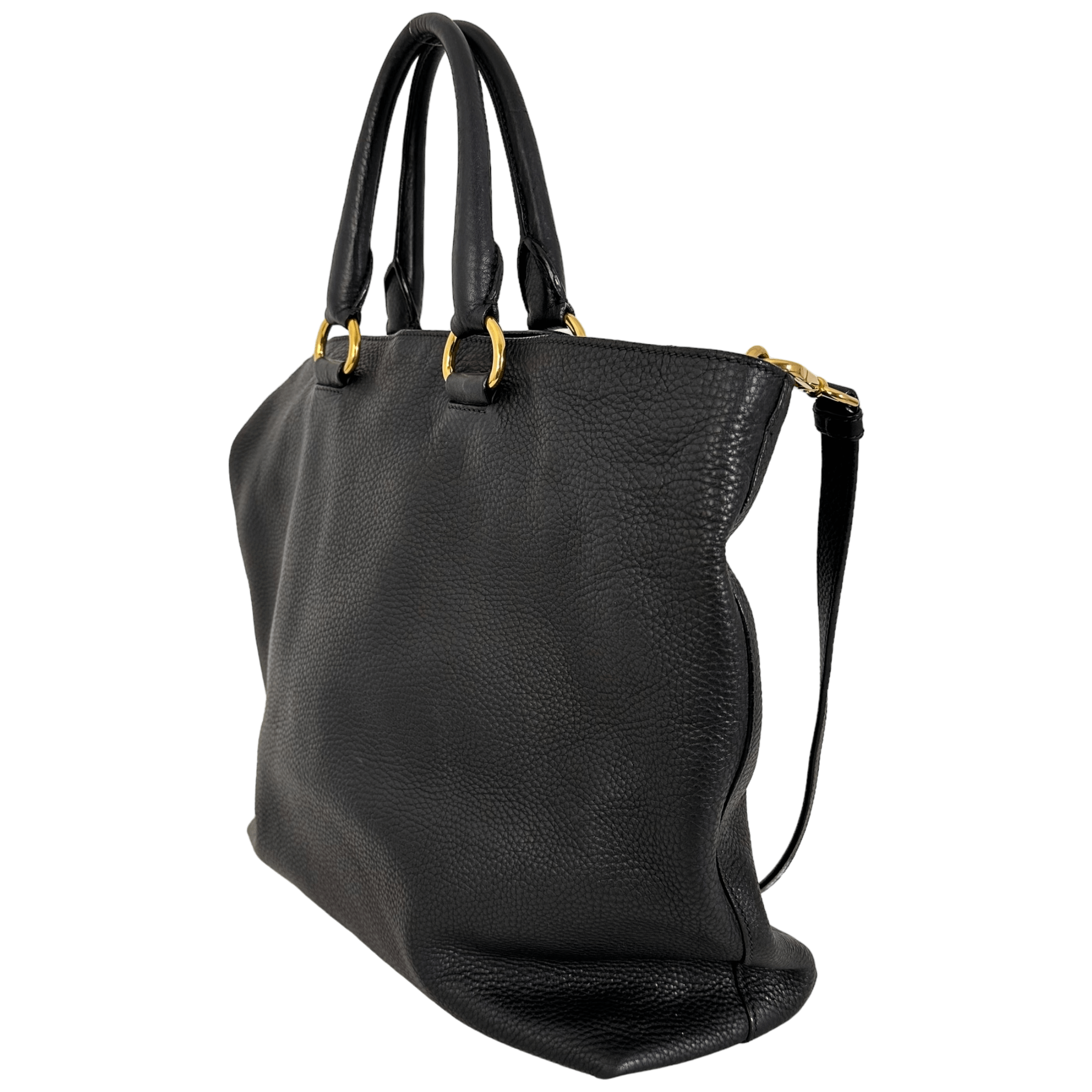 Black Vitello Leather Tote