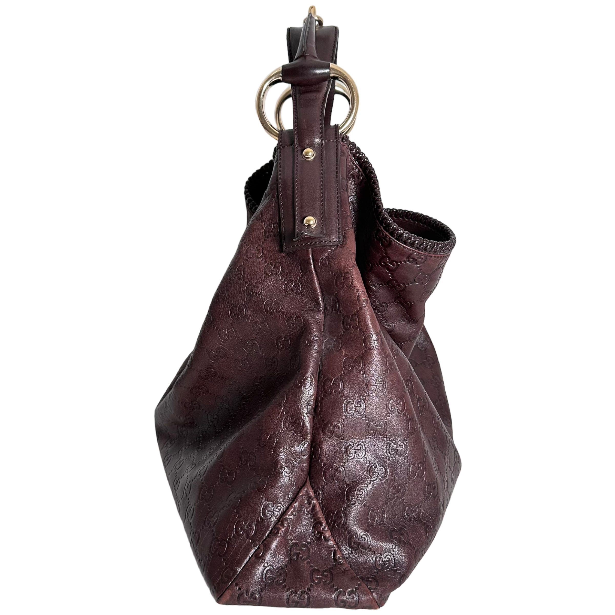 Brown GG Leather Hobo Bag