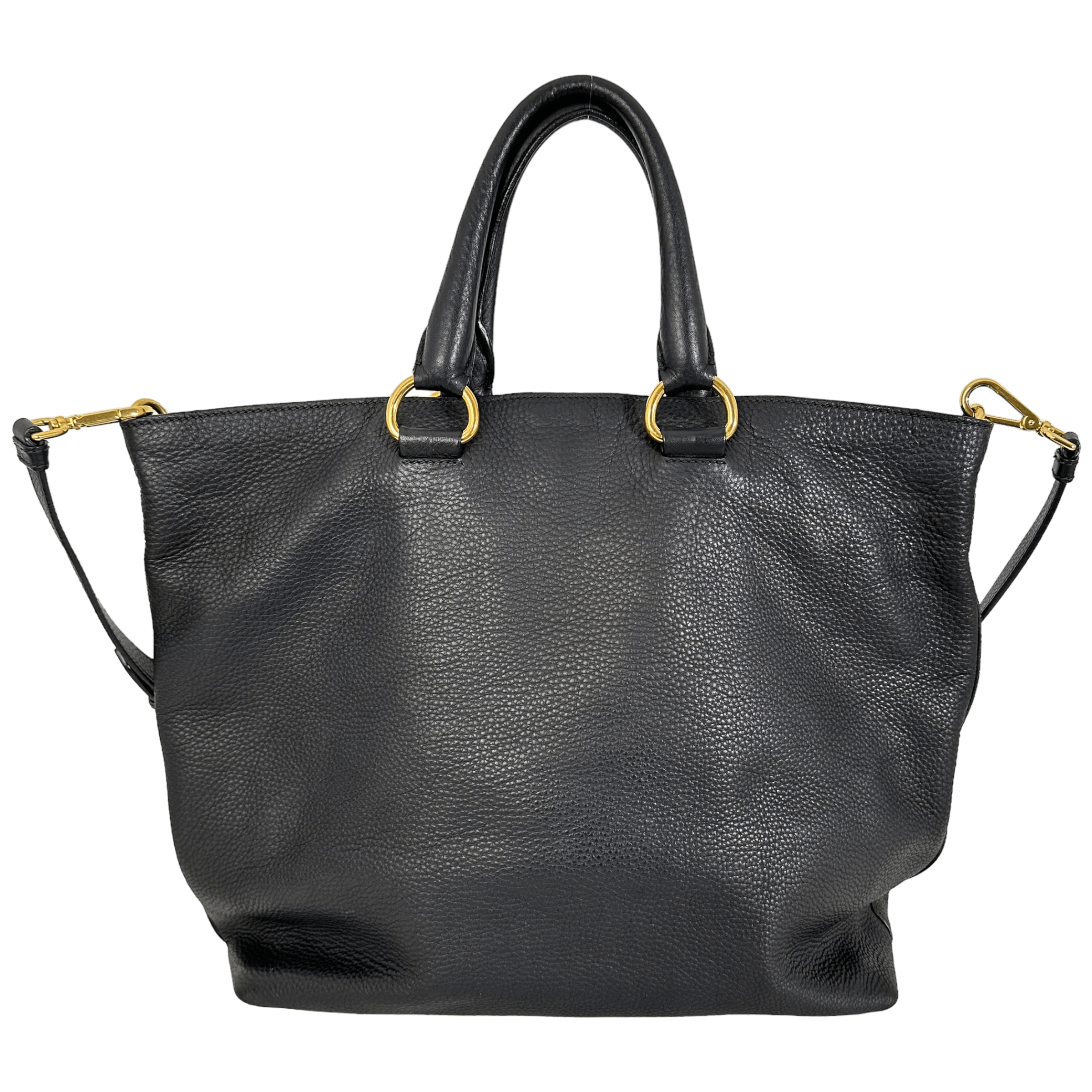 Black Vitello Leather Tote