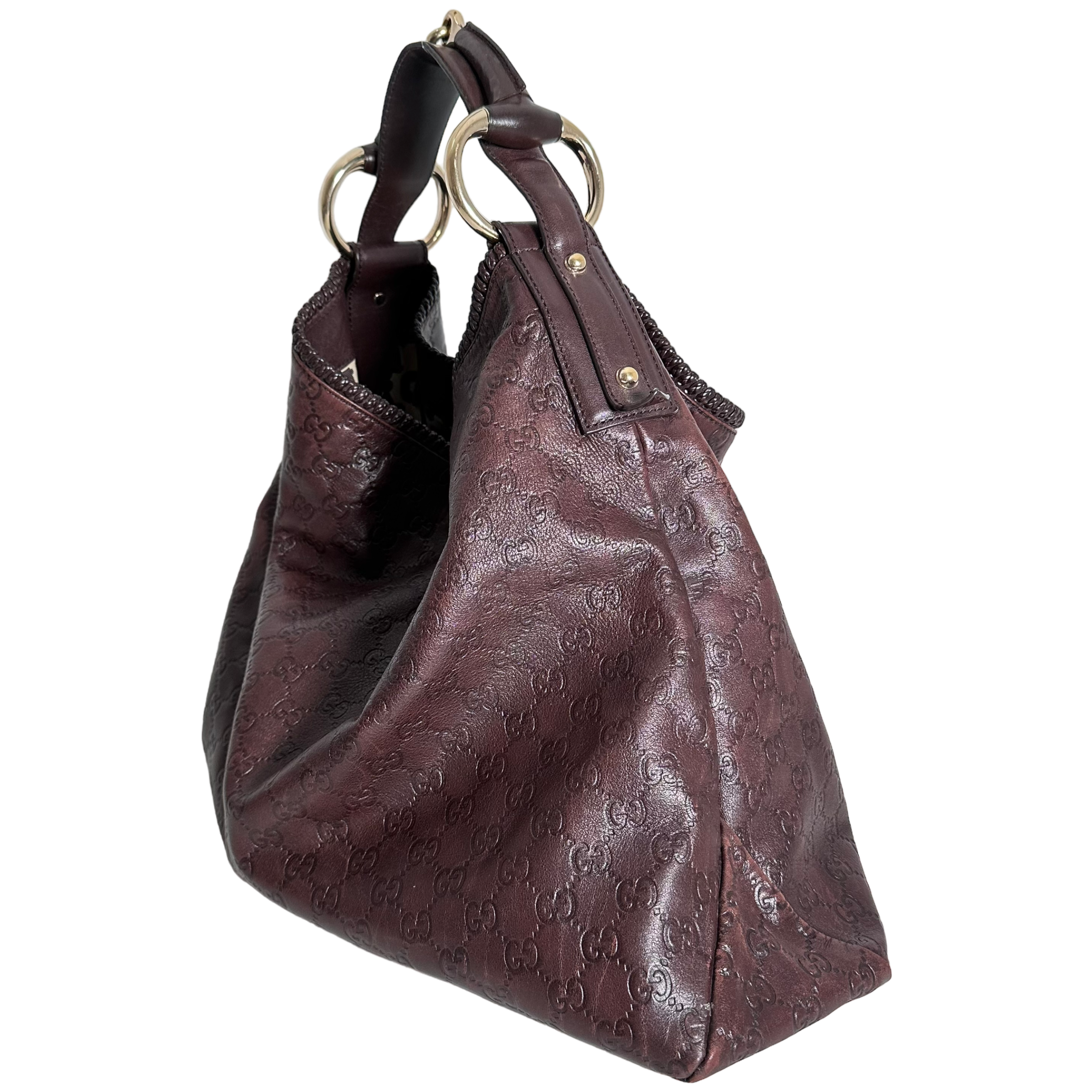 Brown GG Leather Hobo Bag