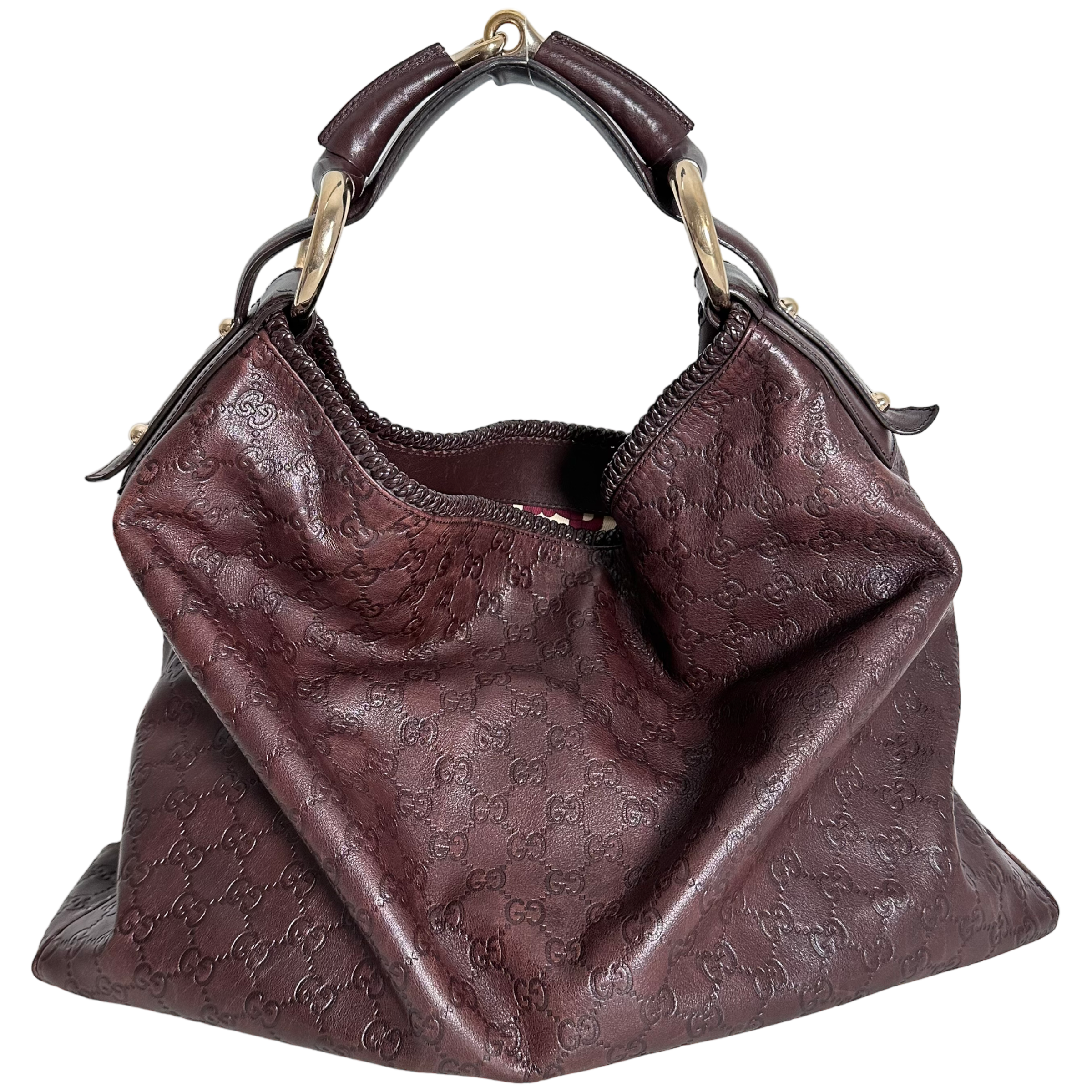 Brown GG Leather Hobo Bag