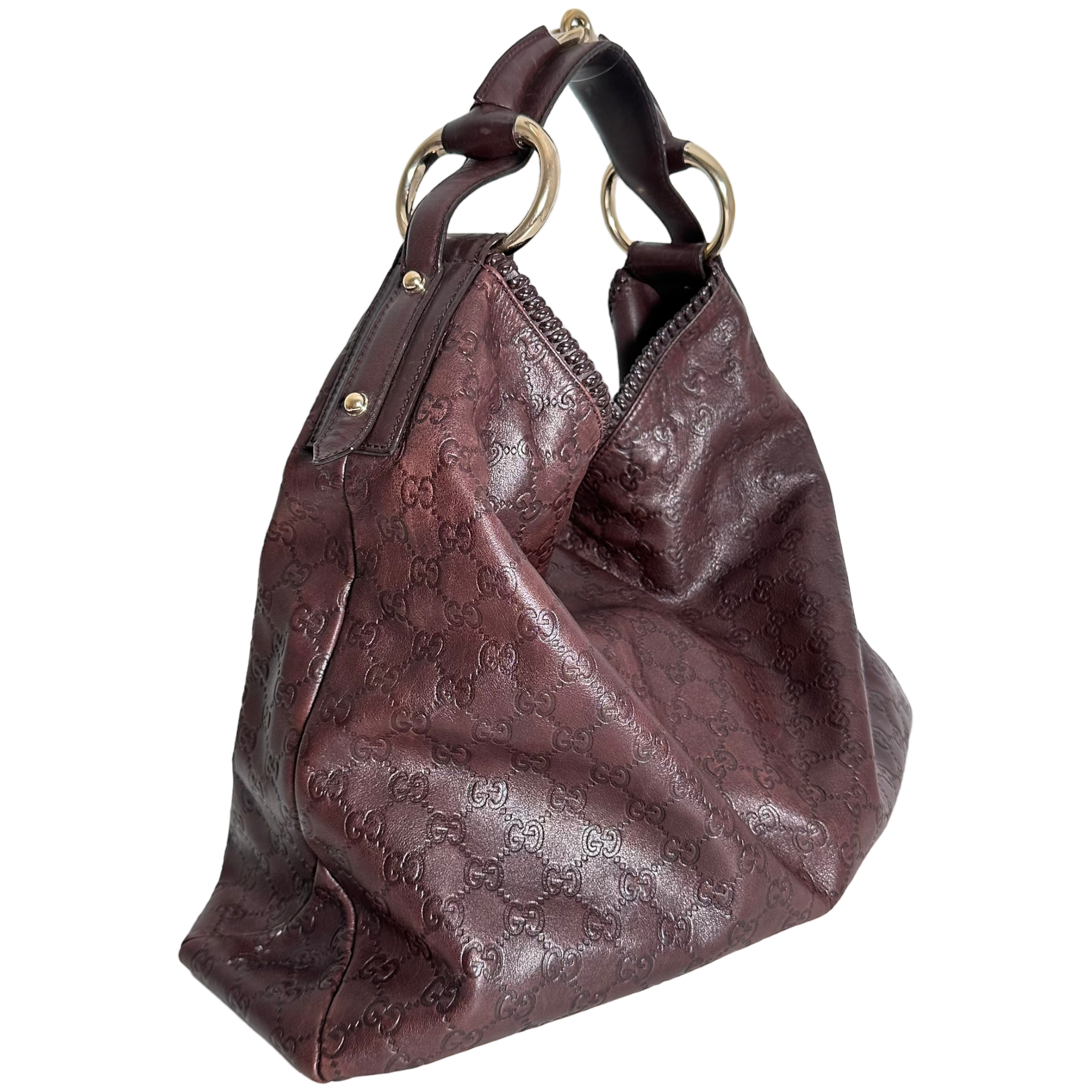 Brown GG Leather Hobo Bag