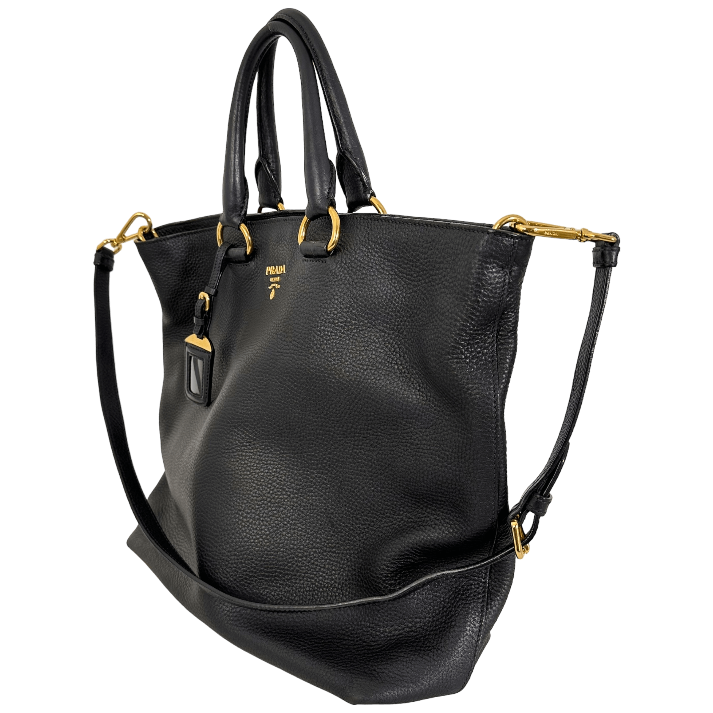 Black Vitello Leather Tote