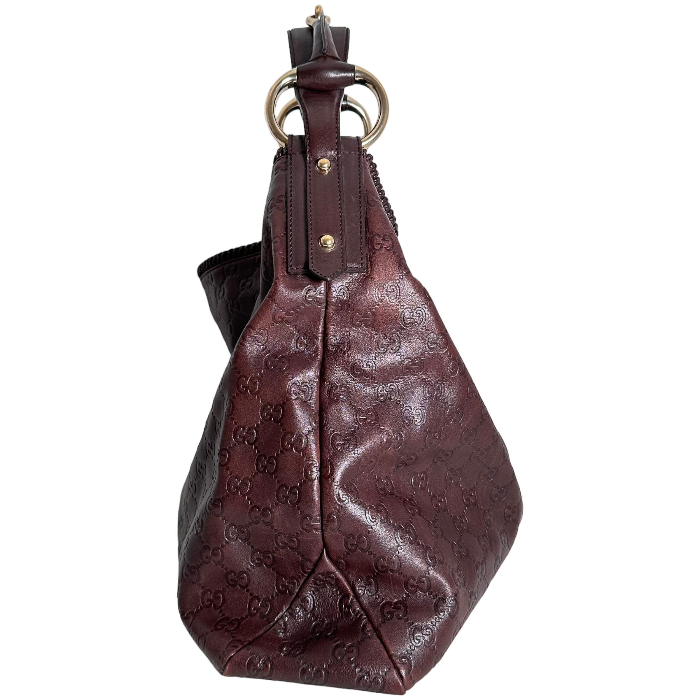 Brown GG Leather Hobo Bag