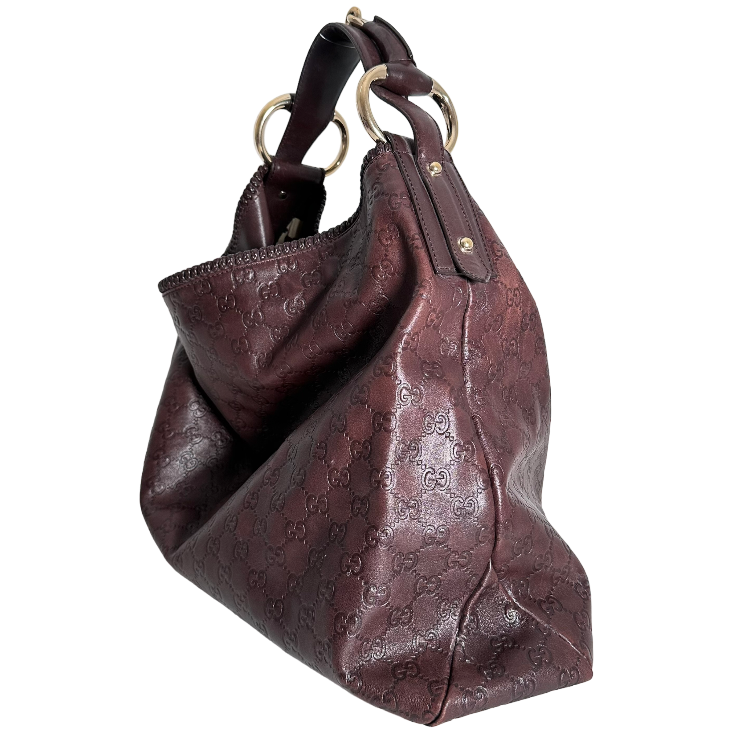 Brown GG Leather Hobo Bag