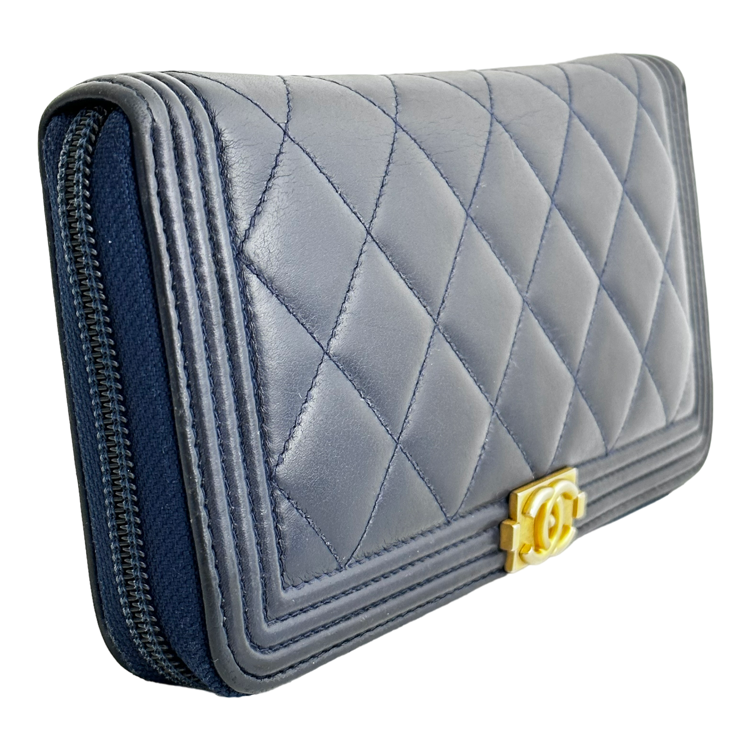 Navy Boy Zip Around Wallet