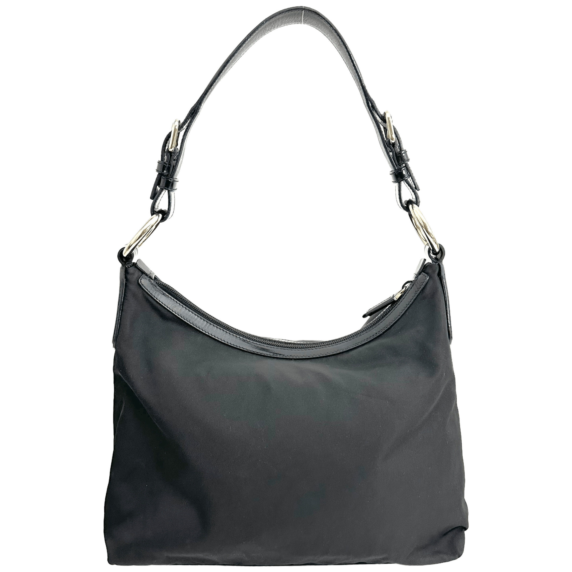 Black Tessuto Nylon Hobo Bag