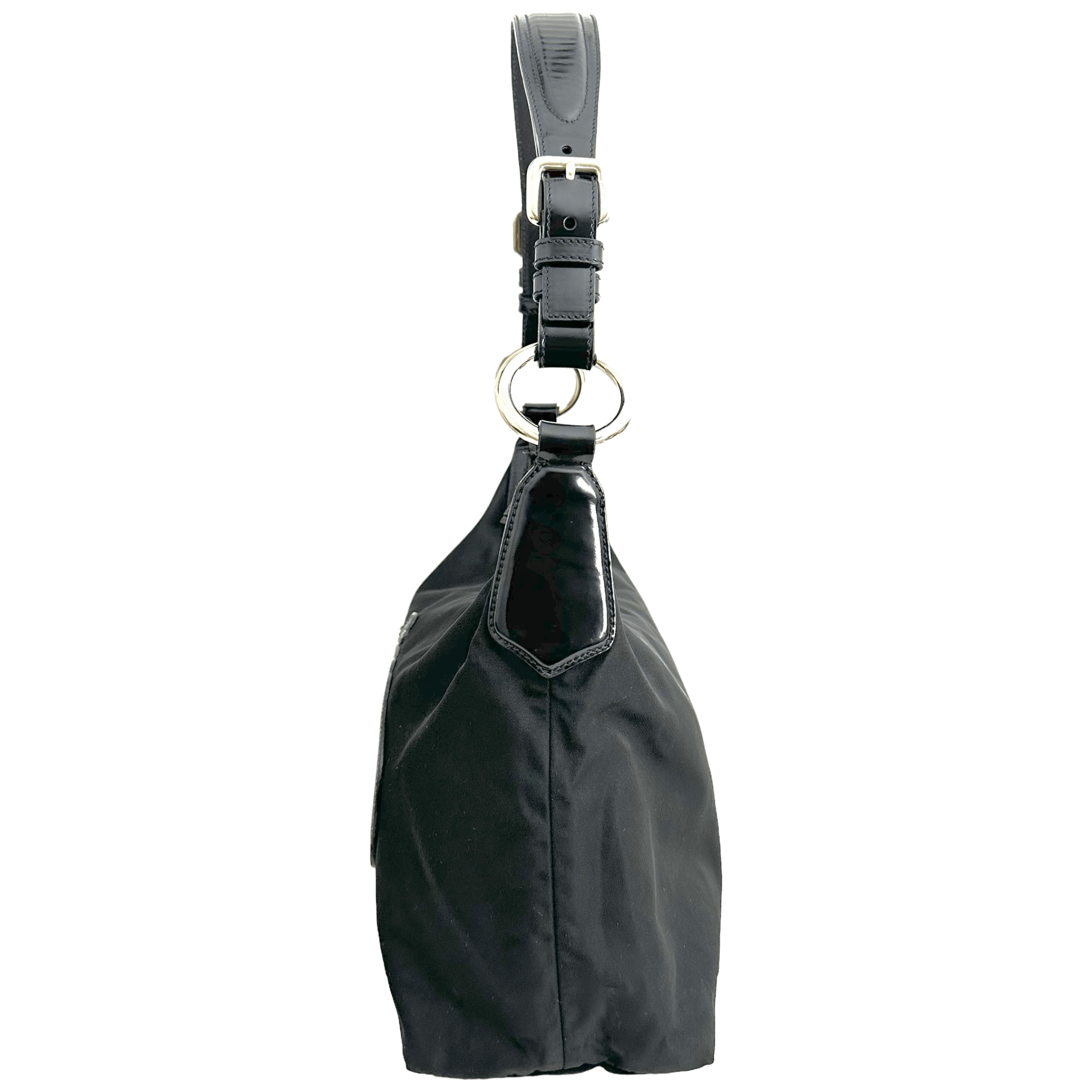 Black Tessuto Nylon Hobo Bag