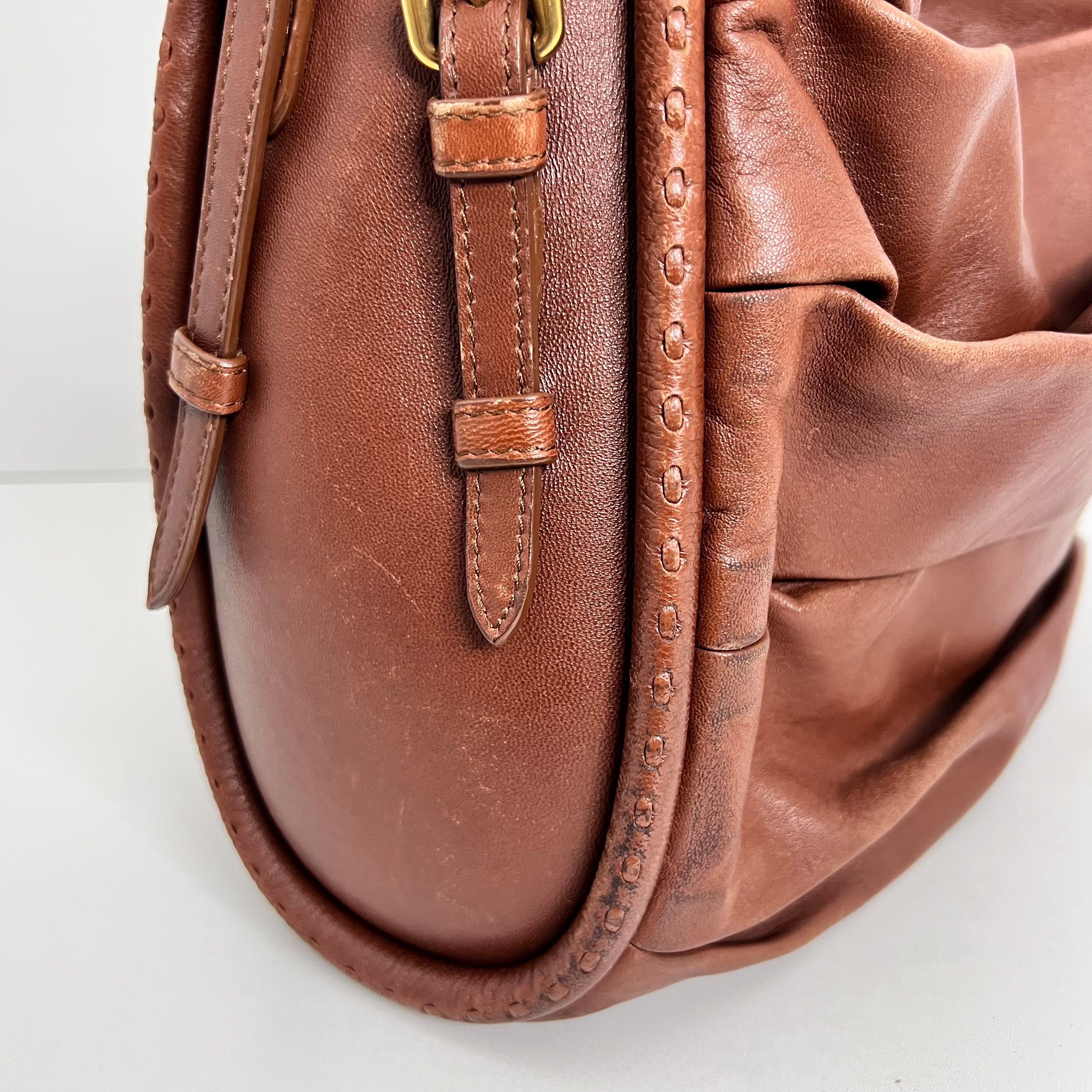 CD Brown Calfskin Shoulder Bag