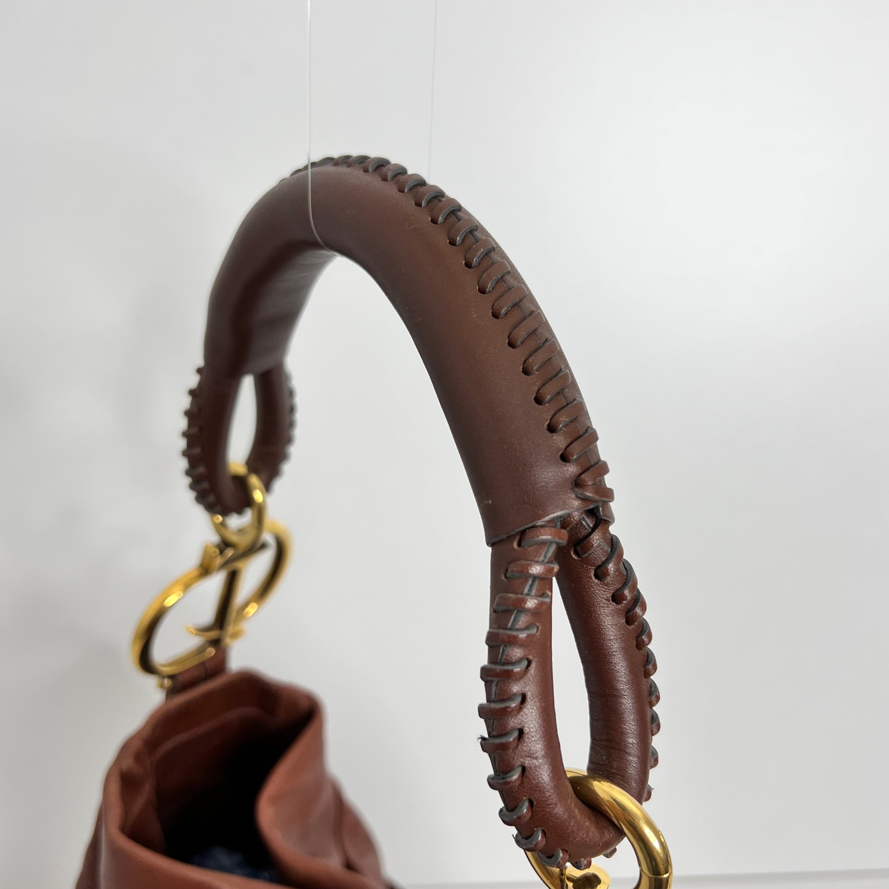 CD Brown Calfskin Shoulder Bag