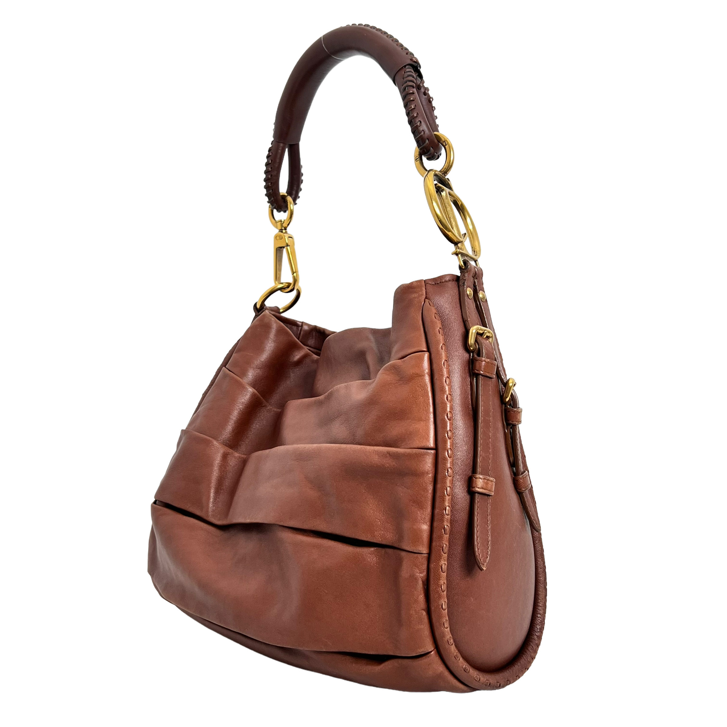 CD Brown Calfskin Shoulder Bag