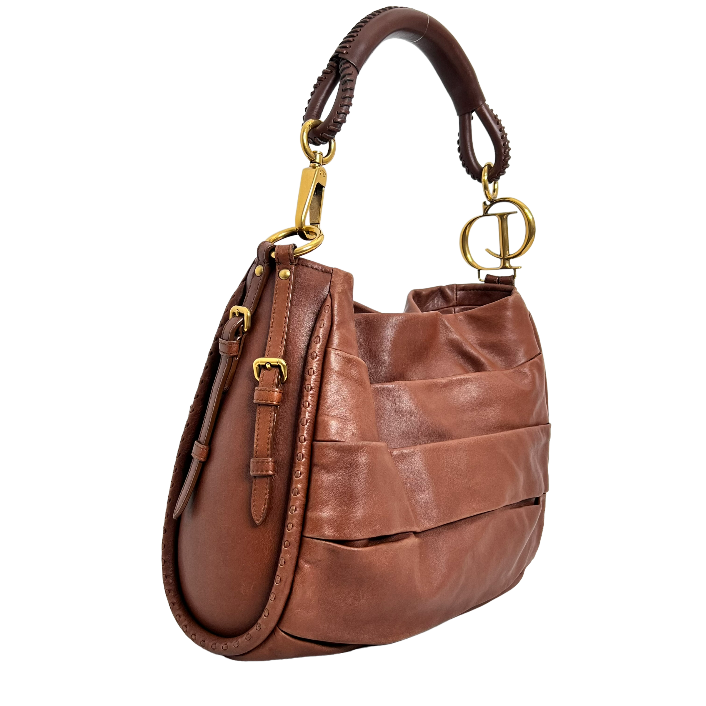 CD Brown Calfskin Shoulder Bag