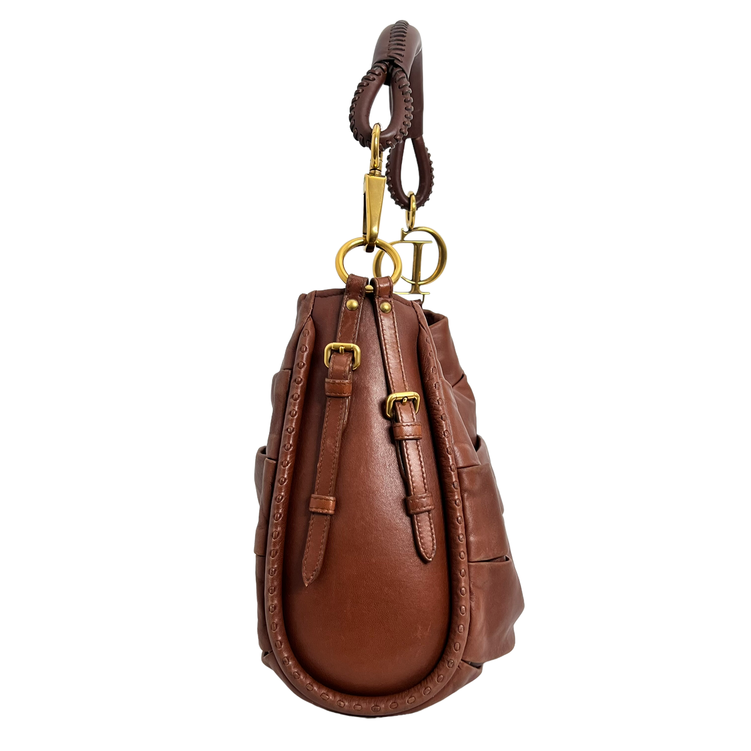 CD Brown Calfskin Shoulder Bag