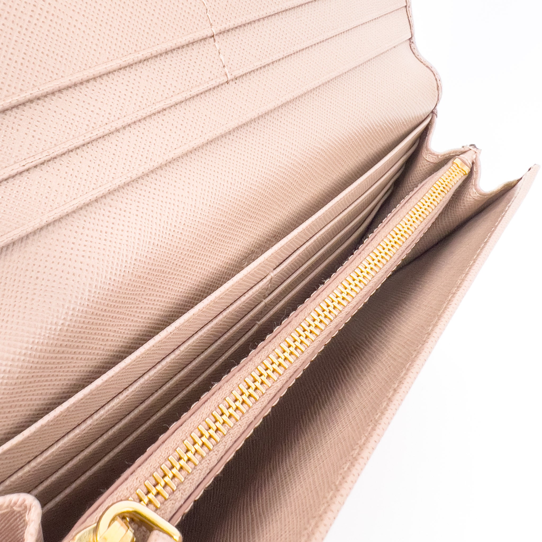 Powder Pink Saffiano Wallet with Gold Chain